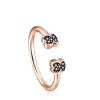 Anillo abierto con baño de oro rosa 18 kt sobre plata y espinelas motivo oso Motif^TOUS Online