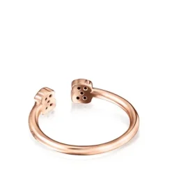 Anillo abierto con baño de oro rosa 18 kt sobre plata y espinelas motivo oso Motif^TOUS Online