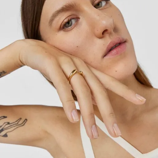 Anillo abierto con baño de oro 18 kt sobre plata New Hav^TOUS Sale