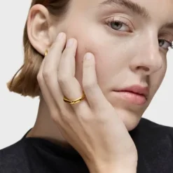 Anillo abierto con baño de oro 18 kt sobre plata Line^TOUS New