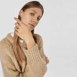 Anillo abierto con baño de oro 18 kt sobre plata y amatista Plump^TOUS