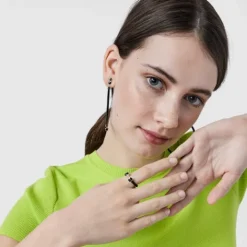 Anillo abierto de acero IP negro y ónix Mesh Color^TOUS Discount