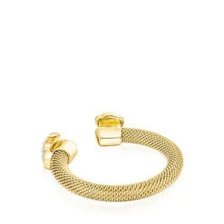 Anillo abierto de acero IP dorado y howlita Mesh Color^TOUS Clearance