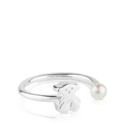 Anillo abierto de plata con perla Sweet Dolls^TOUS