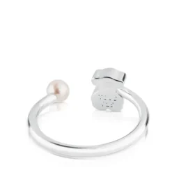 Anillo abierto de plata con perla Sweet Dolls^TOUS