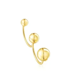 Anillo abierto doble con baño de oro 18 kt sobre plata Plump^TOUS Discount