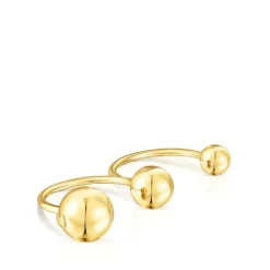 Anillo abierto doble con baño de oro 18 kt sobre plata Plump^TOUS Discount