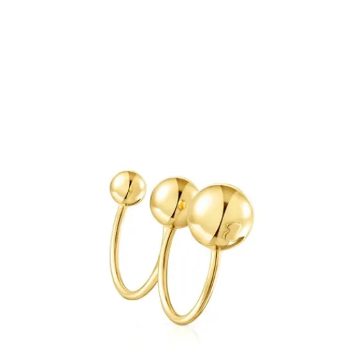 Anillo abierto doble con baño de oro 18 kt sobre plata Plump^TOUS Discount