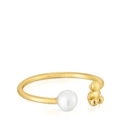 Anillo abierto oso de oro y perla cultivada Bold Bear^TOUS