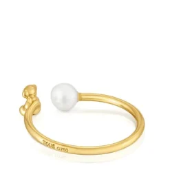 Anillo abierto oso de oro y perla cultivada Bold Bear^TOUS