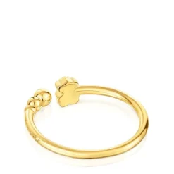 Anillo abierto pequeño con baño de oro de 18 kt sobre plata con motivos Grain^TOUS Hot