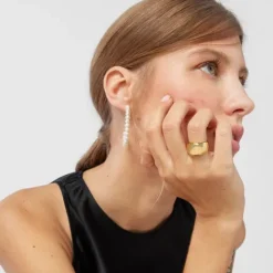 Anillo abombado con baño de oro 18 kt sobre plata Basics^TOUS Clearance