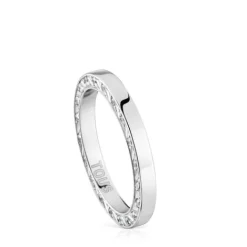 Anillo alianza de boda de oro blanco y diamantes 2,5 mm Alianzas^TOUS