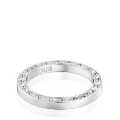 Anillo alianza de boda de oro blanco y diamantes 2,5 mm Alianzas^TOUS