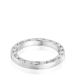 Anillo alianza de boda de oro blanco y diamantes 2,5 mm Alianzas^TOUS