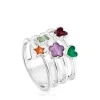 Anillo ancho de plata y gemas motivos Bold Motif^TOUS Hot