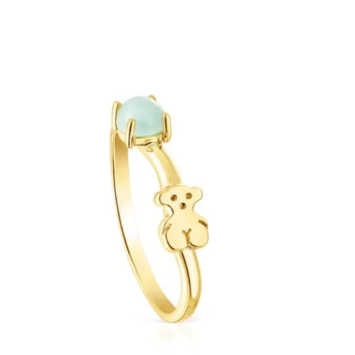 Anillo con baño de oro 18 kt sobre plata y amazonita Fragile Nature^TOUS Best