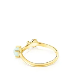 Anillo con baño de oro 18 kt sobre plata y amazonita Fragile Nature^TOUS Best