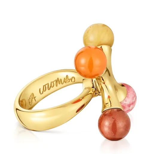 Anillo con baño de oro 18 kt sobre plata y gemas X LEA COLOMBO^TOUS New