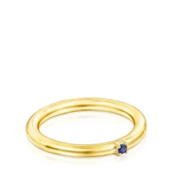 Anillo con baño de oro 18 kt sobre plata y zafiro azul Ring Mix^TOUS Discount