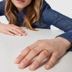 Anillo con baño de oro 18 kt sobre plata y zafiro azul Ring Mix^TOUS Discount
