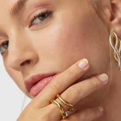 Anillo con baño de oro 18 kt sobre plata Hav^TOUS Clearance