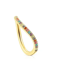 Anillo con baño de oro 18 kt sobre plata y gemas Vibrant Colors^TOUS Hot