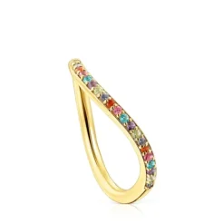Anillo con baño de oro 18 kt sobre plata y gemas Vibrant Colors^TOUS Hot