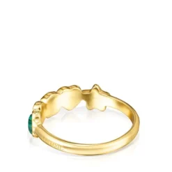 Anillo con baño de oro 18 kt sobre plata y gemas multicolor Glory^TOUS Hot