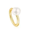 Anillo con baño de oro 18 kt sobre plata y perla Gloss^TOUS Sale