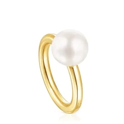 Anillo con baño de oro 18 kt sobre plata y perla Gloss^TOUS Sale