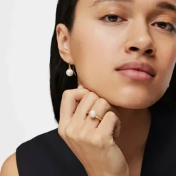 Anillo con baño de oro 18 kt sobre plata y perla Gloss^TOUS Sale