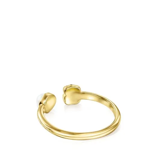 Anillo con baño de oro 18 kt sobre plata y ónix y perla Glory^TOUS Online