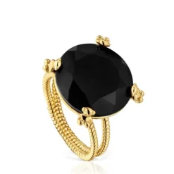Anillo con baño de oro 18 kt sobre plata y ónix Cachito Mío^TOUS Best