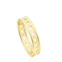 Anillo con baño de oro 18 kt sobre plata y siluetas de oso Bear Row^TOUS Sale