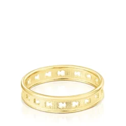 Anillo con baño de oro 18 kt sobre plata y siluetas de oso Bear Row^TOUS Sale