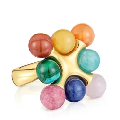 Anillo con baño de oro 18 kt sobre plata y multigemas X LEA COLOMBO^TOUS Clearance