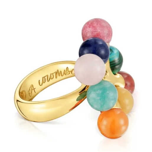 Anillo con baño de oro 18 kt sobre plata y multigemas X LEA COLOMBO^TOUS Clearance