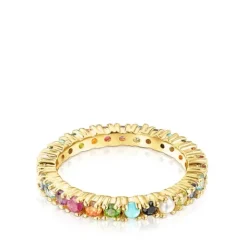 Anillo con baño de oro 18 kt sobre plata y gemas Straight Color^TOUS Best