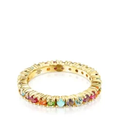 Anillo con baño de oro 18 kt sobre plata y gemas Straight Color^TOUS Best