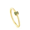 Anillo con baño de oro 18 kt sobre plata y oso de cromodiópsidos New Motif^TOUS Sale