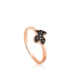 Anillo con baño de oro rosa 18 kt sobre plata y espinelas motivo oso Motif^TOUS Clearance