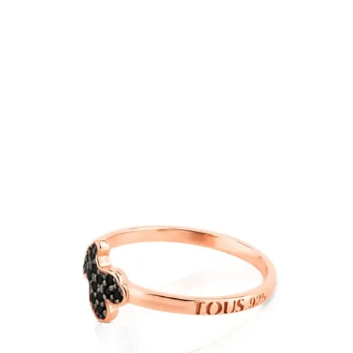 Anillo con baño de oro rosa 18 kt sobre plata y espinelas motivo oso Motif^TOUS Clearance