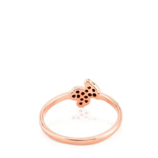 Anillo con baño de oro rosa 18 kt sobre plata y espinelas motivo oso Motif^TOUS Clearance