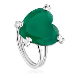 Anillo corazón de y calcedonia tratada Color Pills^TOUS Discount