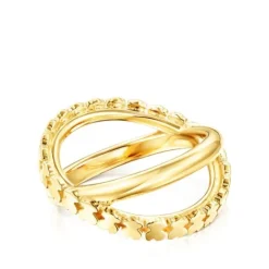 Anillo cruz con baño de oro 18 kt sobre plata Straight^TOUS Outlet