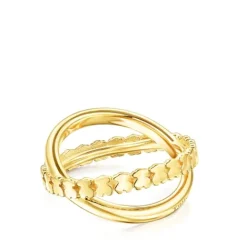 Anillo cruz con baño de oro 18 kt sobre plata Straight^TOUS Outlet