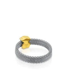 Anillo de acero y oro motivo oso Icon Mesh^TOUS Online