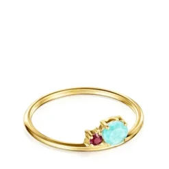 Anillo de con amazonita facetada y rubí  Mini Ivette^TOUS Clearance