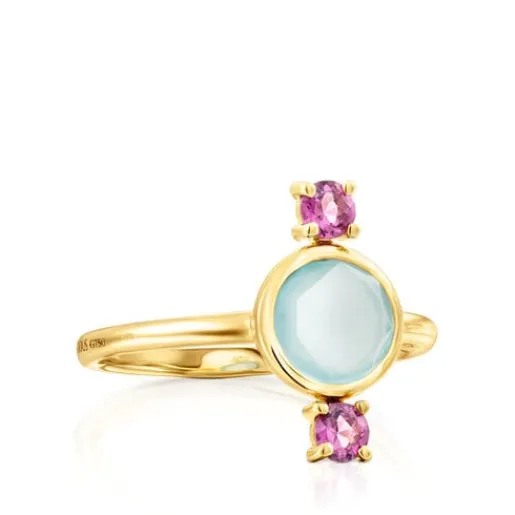 Anillo de oro con calcedonia y rodolita Virtual Garden^TOUS